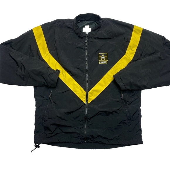 U.S. Army Other - VINTAGE US Army Jacket Mens M Black/Yellow Full-Zip Track Uniform Nylon Active